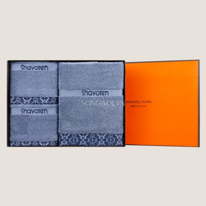 Khăn quà tặng cotton SH CRYSTAL 70 – Hộp 3 khăn: khăn tắm 70 + 2 khăn mặt