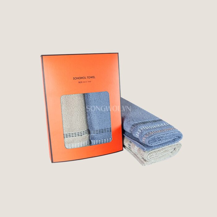 Khăn quà tặng cotton MODENR STITCH – Hộp 2 khăn mặt 40x80cm