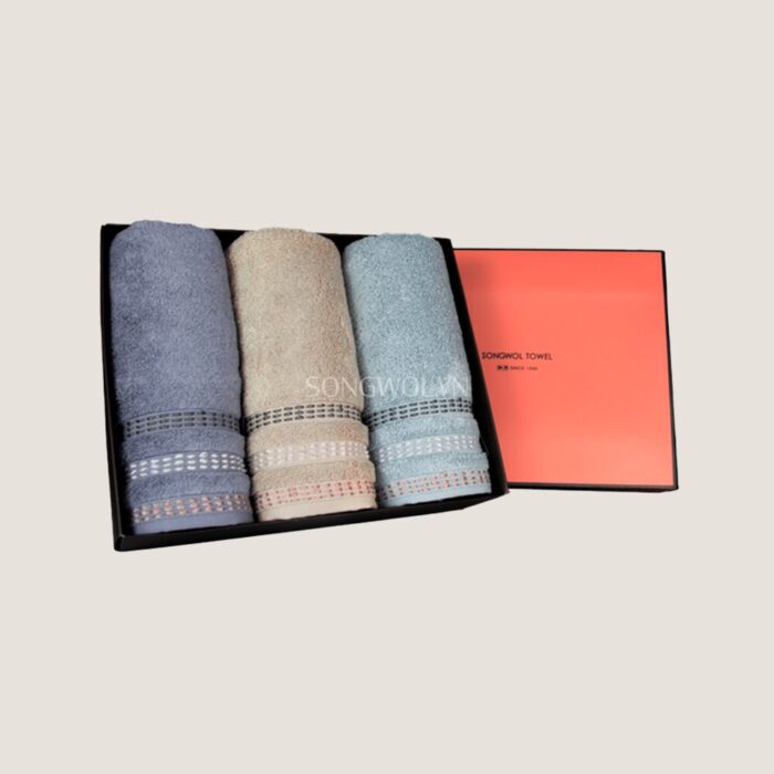 Khăn quà tặng cotton MODERN STITCH – Hộp 3 khăn mặt 40x80cm