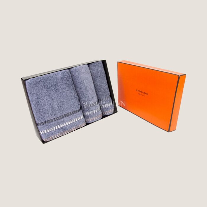 Khăn quà tặng cotton MODERN STITCH – Hộp 3 khăn: tay + mặt + tắm