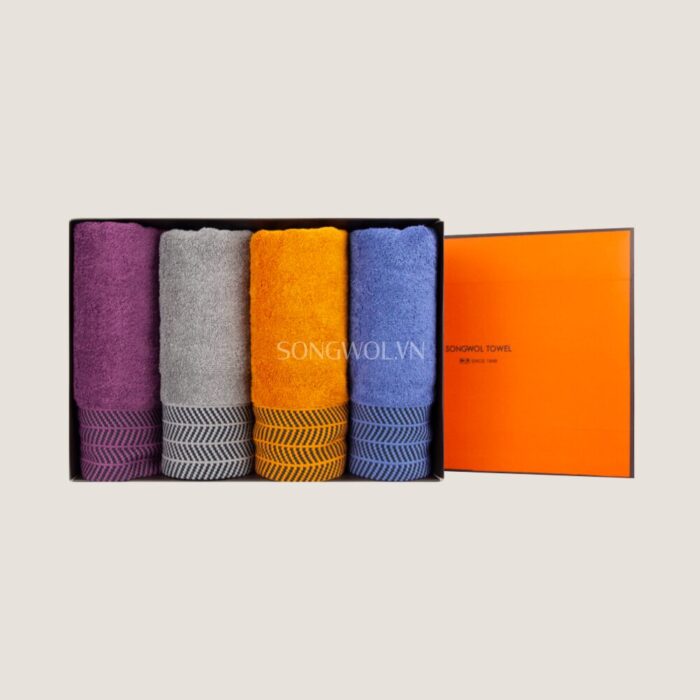 Khăn quà tặng cotton TG ARROW – Hộp 4 khăn mặt 40x80cm