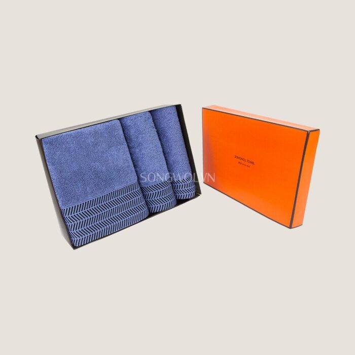 Khăn quà tặng cotton TG ARROW – Hộp 3 khăn: tay + mặt + tắm