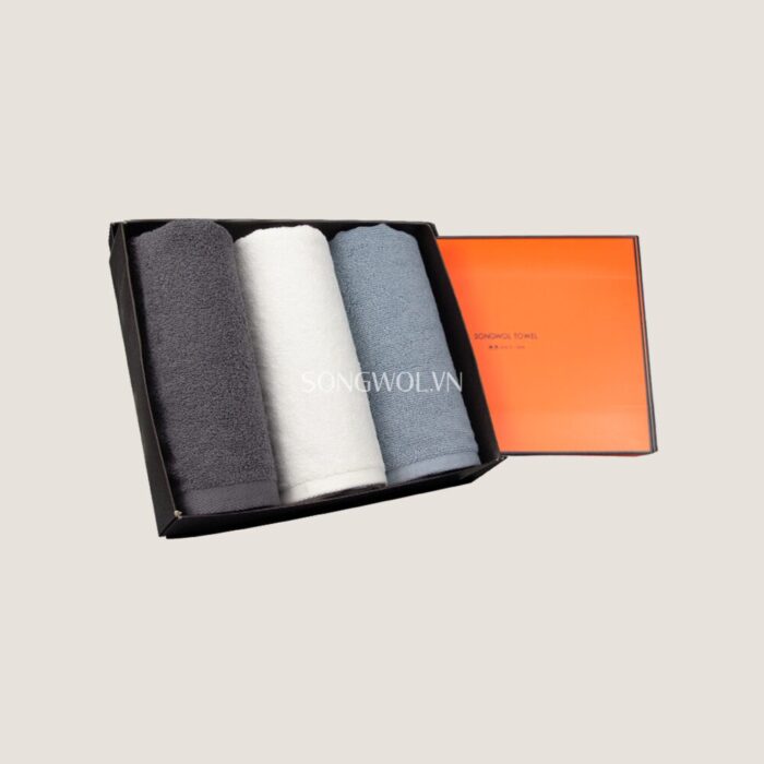 Khăn quà tặng cotton LIGHT MUJI – Hộp 3 khăn mặt 40x80cm