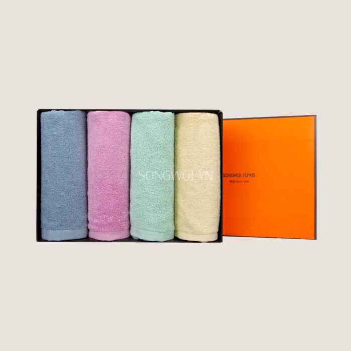 Khăn quà tặng cotton LIGHT MUJI – Hộp 4 khăn mặt 40x80cm