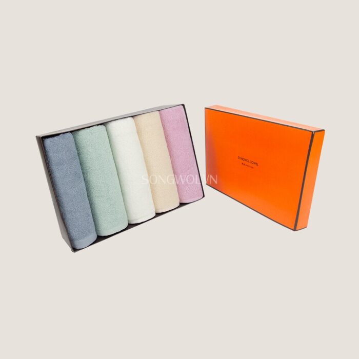 Khăn quà tặng cotton LIGHT MUJI – Hộp 5 khăn mặt 40x80cm