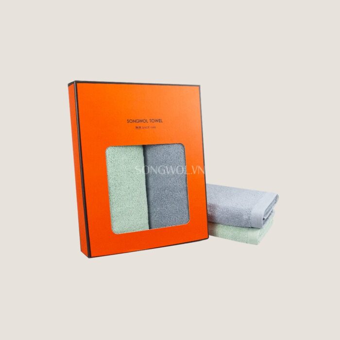 Khăn quà tặng cotton LIGHT MUJI – Hộp 2 khăn mặt 40x80cm