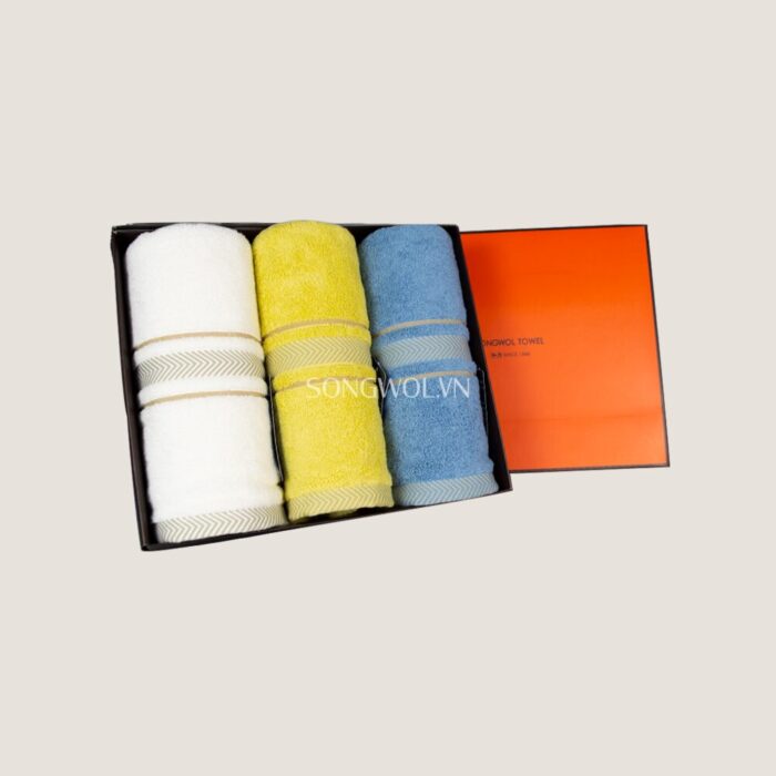 Khăn quà tặng cotton SENTI – Hộp 3 khăn mặt 40x80cm