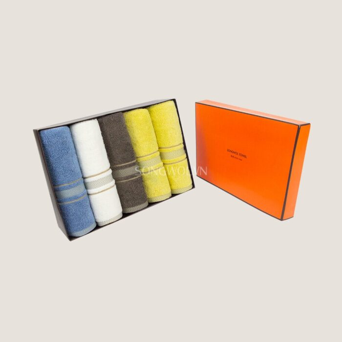 Khăn quà tặng cotton SENTI – Hộp 5 khăn mặt 40x80cm