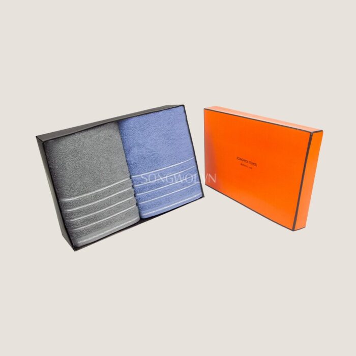 Khăn quà tặng cotton SILVER LINE – Hộp 2 khăn tắm 50x100cm