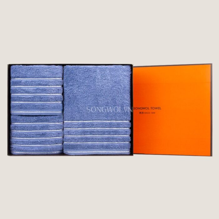 Khăn quà tặng cotton LINE SILVER – Hộp 3 khăn: khăn tắm + 2 khăn mặt