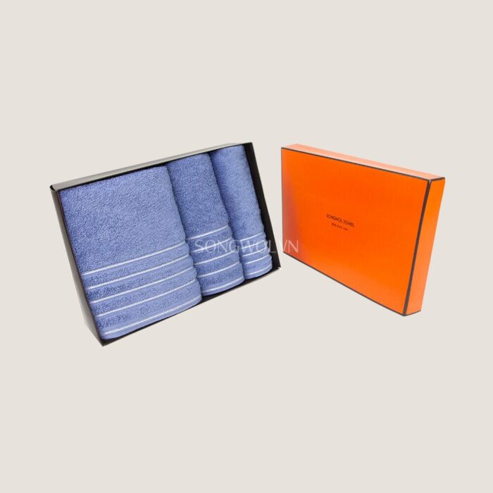 Khăn quà tặng cotton LINE SILVER – Hộp 3 khăn: tay + mặt + tắm
