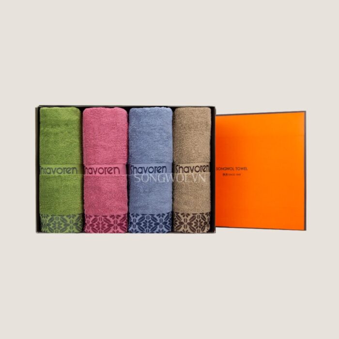 Khăn quà tặng cotton SH CRYSTAL – Hộp 4 khăn mặt 40x80cm