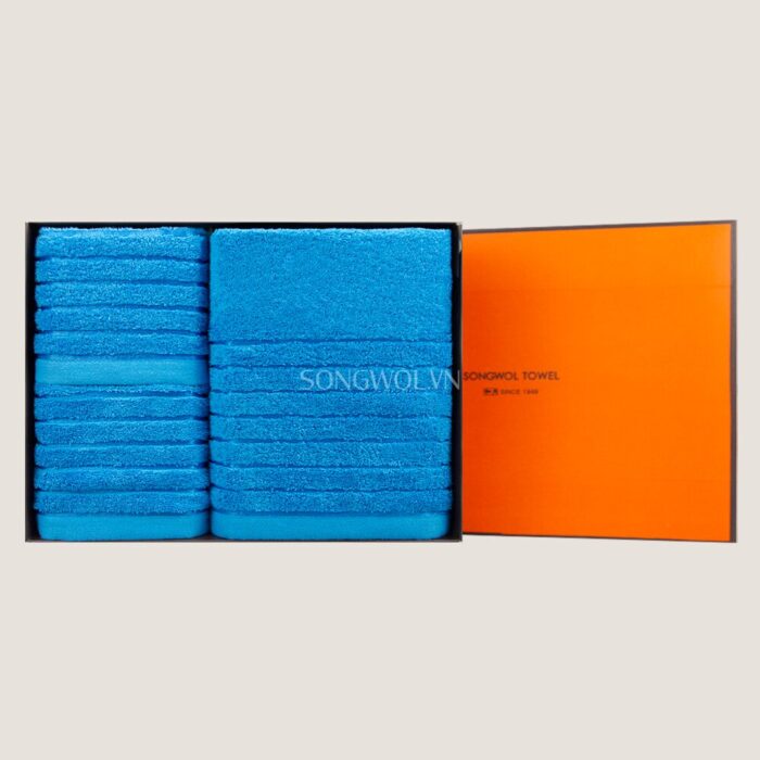 Khăn quà tặng cotton LINE BORDER – Hộp 3 khăn: khăn tắm + 2 khăn mặt