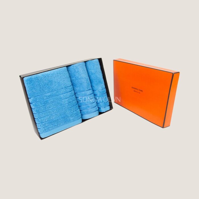 Khăn quà tặng cotton LINE BORDER – Hộp 3 khăn: tay + mặt + tắm