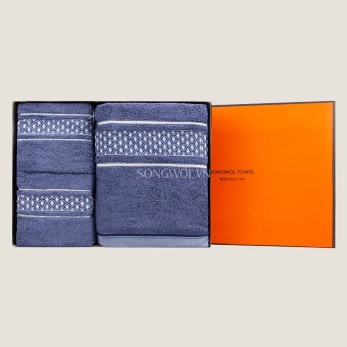 Khăn quà tặng sợi tre TG DOUBLE DIAMOND – Hộp 3 khăn: khăn tắm + 2 khăn mặt