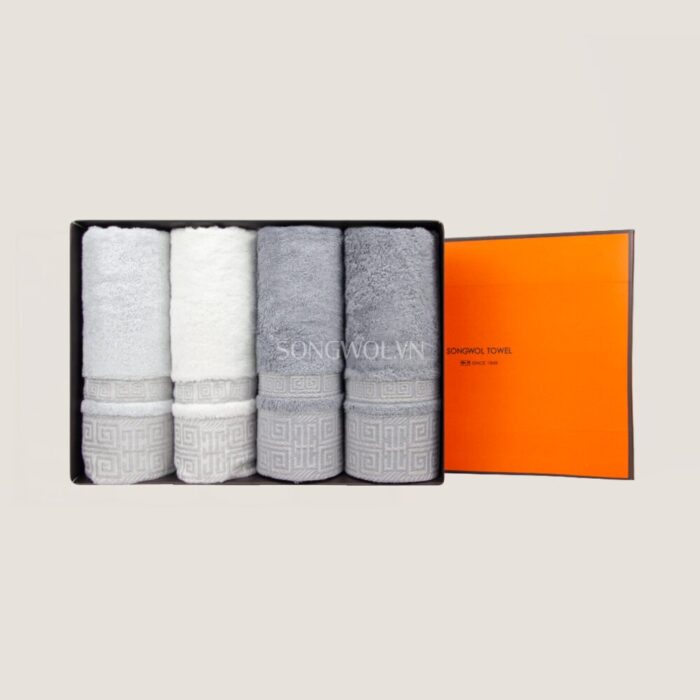 Khăn quà tặng sợi tre TG LATTICE – Hộp 4 khăn mặt 40x80cm