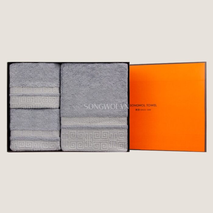 Khăn quà tặng sợi tre TG LATTICE – Hộp 3 khăn: khăn tắm + 2 khăn mặt