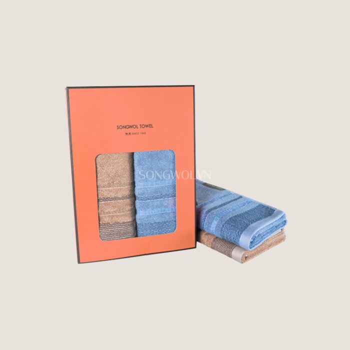Khăn quà tặng sợi tre TG WAVE – Hộp 2 khăn mặt 40x80cm