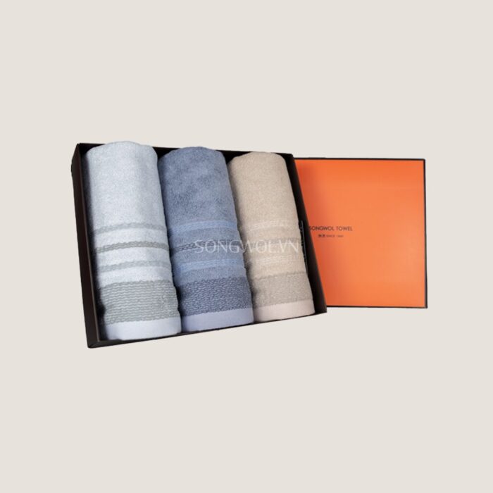 Khăn quà tặng sợi tre TG WAVE – Hộp 3 khăn mặt 40x80cm