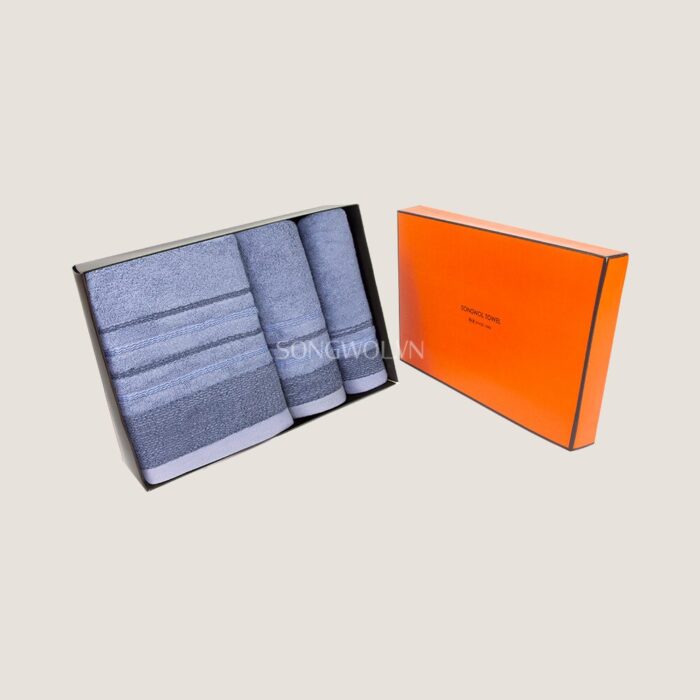 Khăn quà tặng sợi tre TG WAVE – Hộp 3 khăn: tay + mặt + tắm